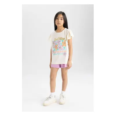 DEFACTO Girl&#39;s Printed Short Sleeve Pajama Set with Shorts