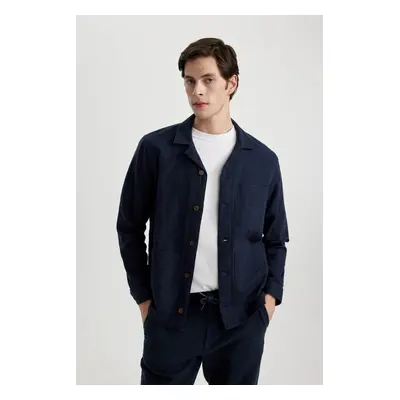 DEFACTO Regular Fit Open Collar Cotton Shirt Jacket