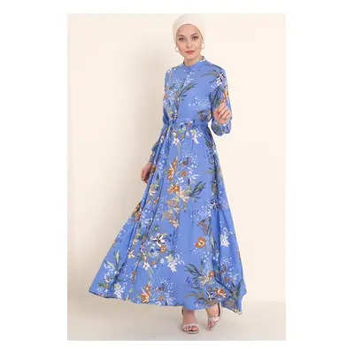 Bigdart Magnificent Collar Hijab Dress - Indigo