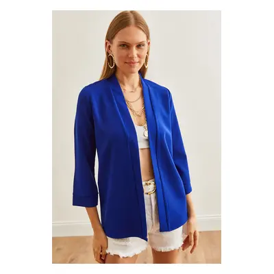 Olalook Women's Sax Blue Shawl Collar Atlas Jacket