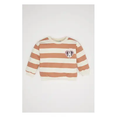 DEFACTO Baby Girl Disney Mickey & Minnie Crew Neck Striped Sweatshirt