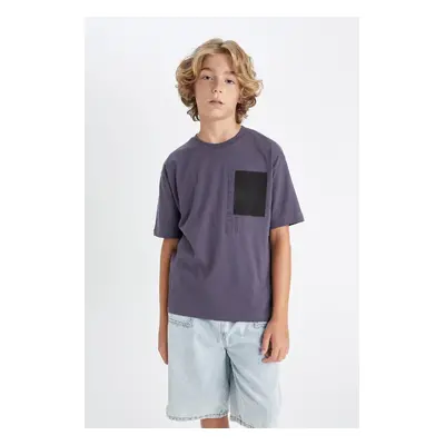 DEFACTO Boy Oversize Wide Pattern Crew Neck Text Printed Short Sleeve T-Shirt