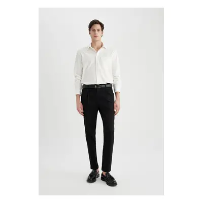 DEFACTO Twill Trousers Tapered Fit Pocket Basic Straight Double Leg