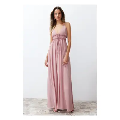 Trendyol Dusty Rose A-Line Woven Chiffon Long Elegant Evening Dress