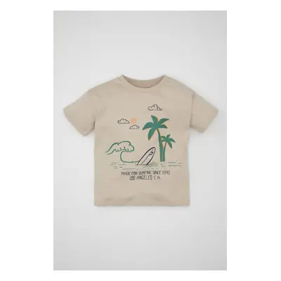 DEFACTO Baby Boy Crew Neck Palm Tree Patterned Short Sleeve T-Shirt