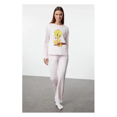 Trendyol Tweety Licensed Pink 100% Cotton Knitted Pajama Set