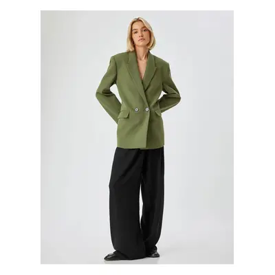 Koton Double Breasted Oversize Blazer Jacket Buttoned