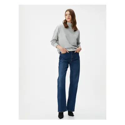 Koton Stand Collar Sweatshirt Textured Long Sleeve