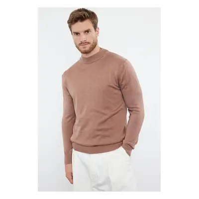 Trendyol Brick Slim Cotton Half Turtleneck Plain Knitwear Sweater