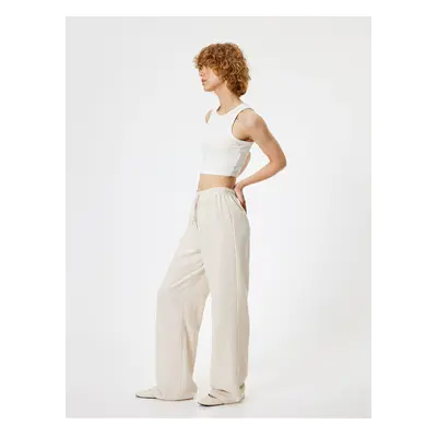 Koton Summer Trousers Wide Leg Waist Lace Standard Waist