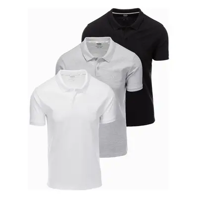 Ombre Set of men's pique knit polo shirts 3-pack