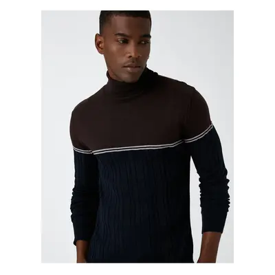 Koton Turtleneck Knitwear Sweater Color Blocked