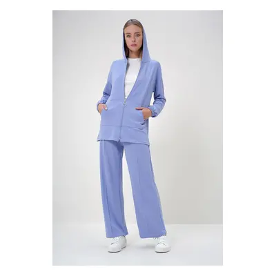 Trend Alaçatı Stili Women's Baby Blue Bottom-Top Set