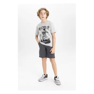 DEFACTO Boy's Printed Short Sleeve T-Shirt Shorts 2-Piece Set