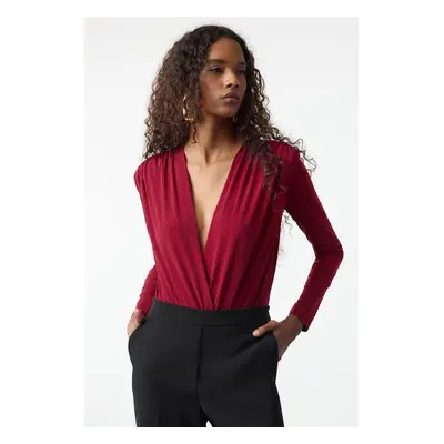 Trendyol Claret Red Stone Knitted Bodysuit