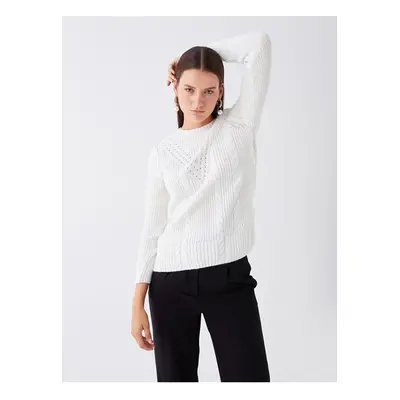 LC Waikiki Crew Neck Openwork Long Sleeve Women's Knitwear Sweater