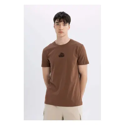 DEFACTO Slim Fit Crew Neck Printed Organic Cotton T-Shirt