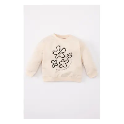 DEFACTO Baby Girl Crew Neck Floral Printed Sweatshirt