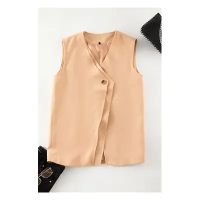 Trendyol Beige Double Breasted Woven Vest