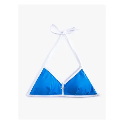 Koton Triangle Bikini Top with Zipper Pile Detail