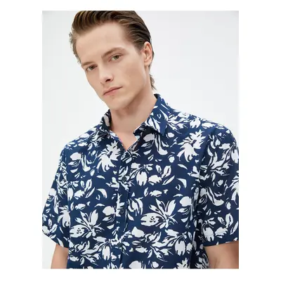 Koton Summer Shirt Floral Short Sleeve Classic Collar