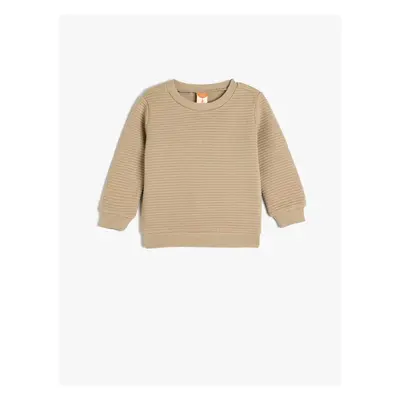 Koton Crew Neck Sweatshirt Textured Cotton Blend