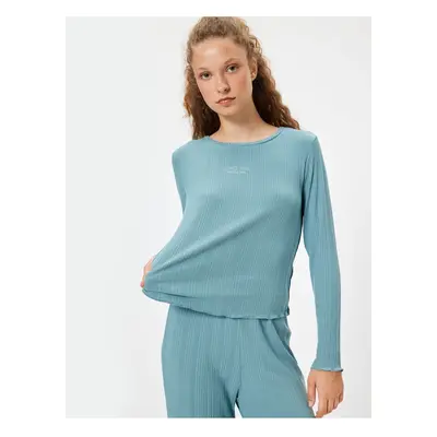 Koton Modal Fabric Pajama Top Long Sleeve Crew Neck