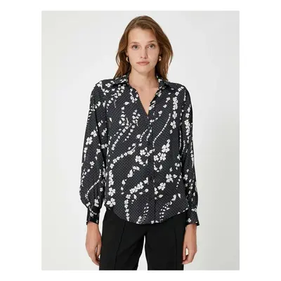 Koton Floral Shirt Long Sleeve Buttoned Classic Cuff Collar