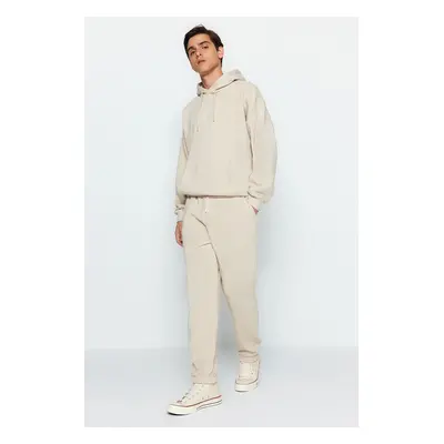 Trendyol Stone Oversize/Wide Cut Hooded Fleece Inside/Warm Sweatshirt Tracksuit