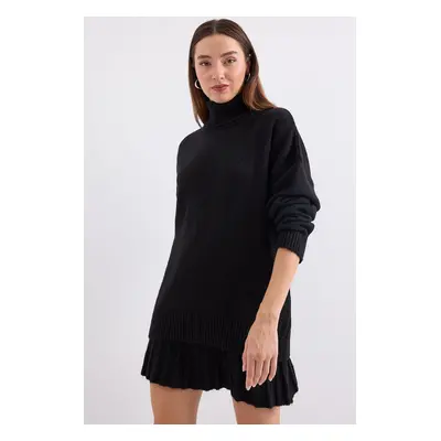 Bigdart Sweater Skirt Knitwear Two Piece Set - Black