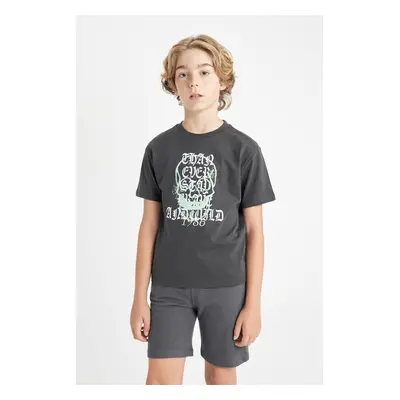 DEFACTO Boy's Crew Neck Printed Short Sleeve T-Shirt