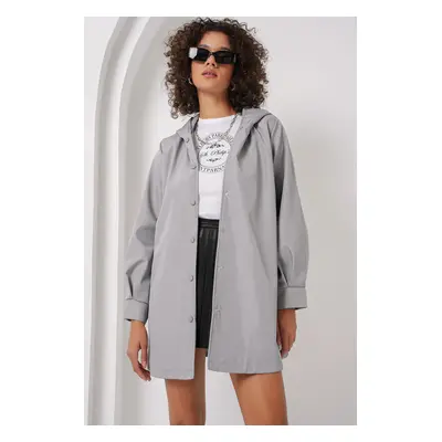 Bigdart Hooded Trench Coat - Gray