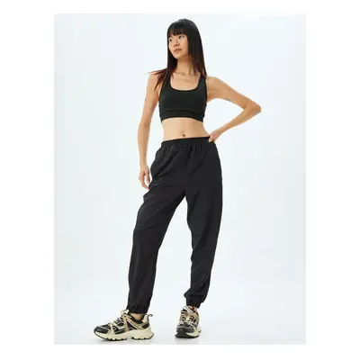 Koton Jogger High Waist Parachute Sweatpants Elastic Waist Loose Cut Pocket Detail