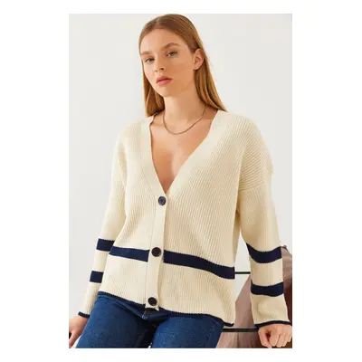 Bianco Lucci Women's Buttoned Thessaloniki Knitwear Cardigan