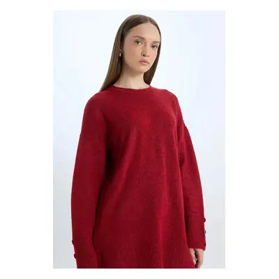 DEFACTO Regular Fit Crew Neck Basic Plain Sweater Tunic