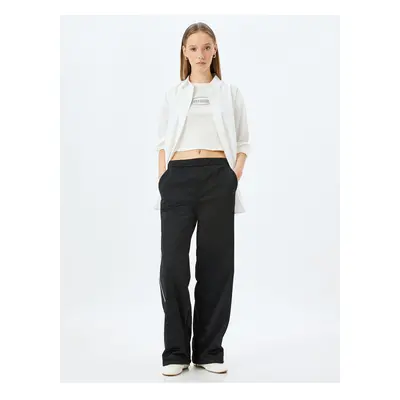 Koton X Inji - Wide Leg Low Waist Elastic Pocket Piping Tracksuit Trousers