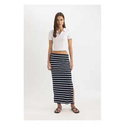 DEFACTO Striped Normal Waist Ribbed Camisole Midi Skirt