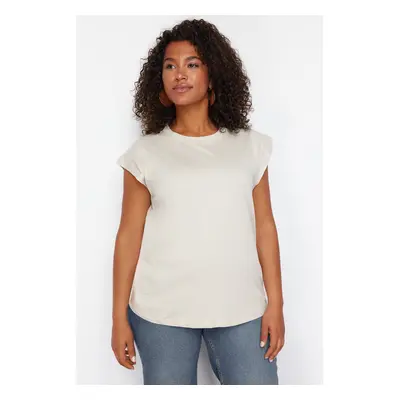 Trendyol Curve Stone 100% Cotton More Sustainable Boyfriend Knitted T-shirt