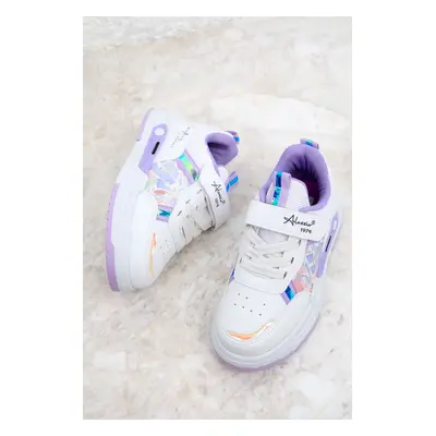 Soho White-Lilac Kids Sneaker