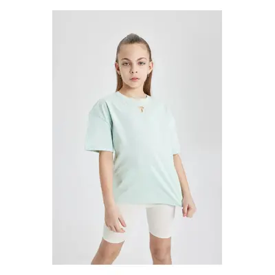 DEFACTO Girl Relax Fit Crew Neck Short Sleeve T-Shirt