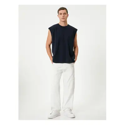 Koton Basic Sleeveless T-Shirt Crew Neck Label Detail