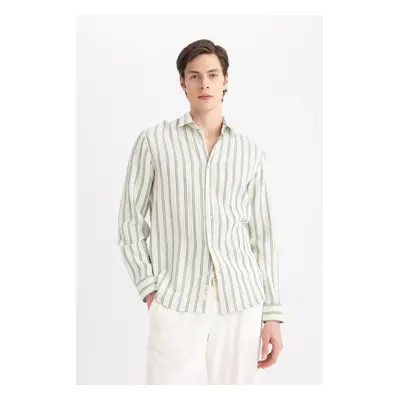 DEFACTO Regular Fit Polo Neck Long Sleeve Striped Shirt