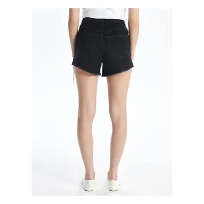 LC Waikiki LCW Jeans Standard Fit Women's Jean Shorts with Ripped Detail.