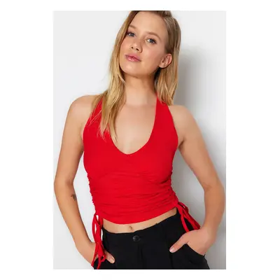 Trendyol Red Knitted Crescent Blouse With Side Shims