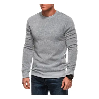 Edoti Men's solid BASIC round neck sweatshirt - grey melange