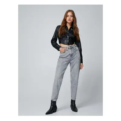 Koton High Waist Jeans Mírně Skinny Leg - Mom Jeans