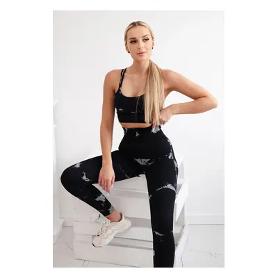 Dámský fitness set top + push up legíny - černá