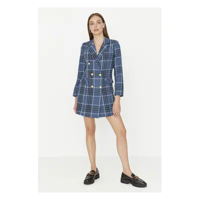 Trendyol Navy Blue Woven Button Detailed Jacket Dress