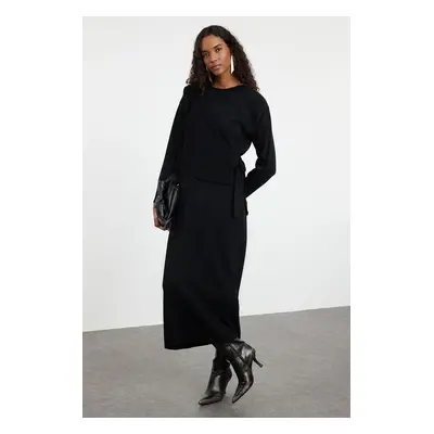 Trendyol Black Knitwear Cardigan Dress Bottom-Top Set