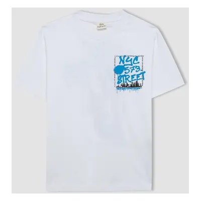 DEFACTO Boy's Crew Neck Printed Short Sleeve T-Shirt